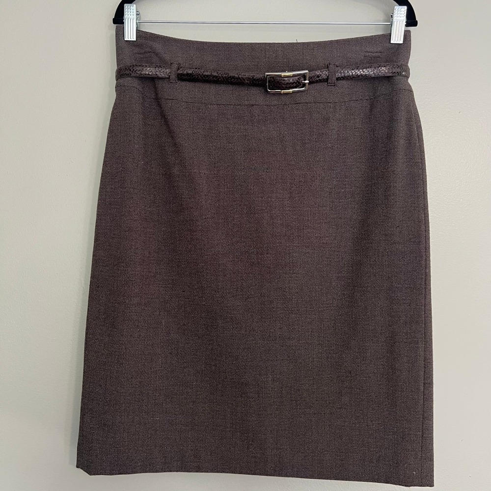 Apt. 9 Brown Textured Pencil Skirt with Faux Snakeskin Belt Size 10 Business